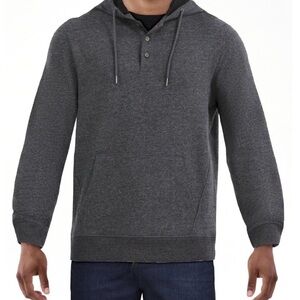 Men's Button Henley Hoodie from George